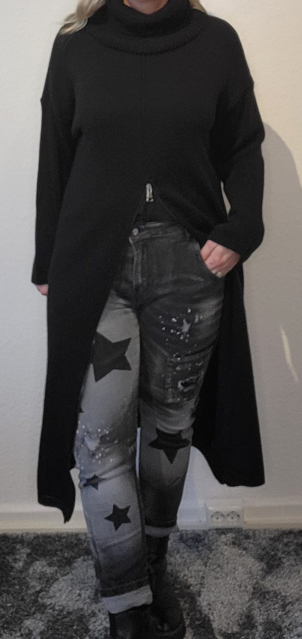 Strickkleid mit Zipper schwarz