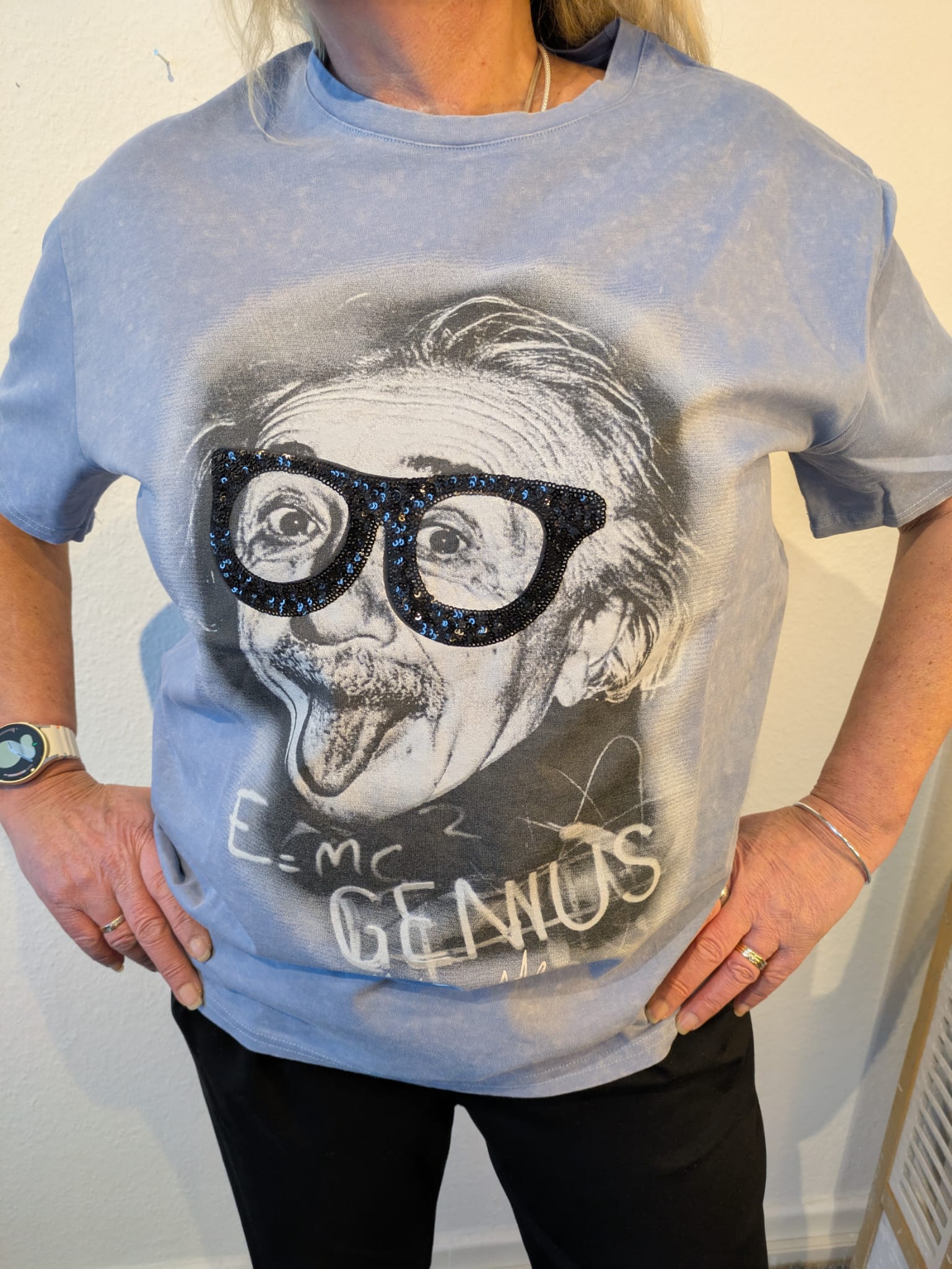 T-Shirt EinsteinVintage blau