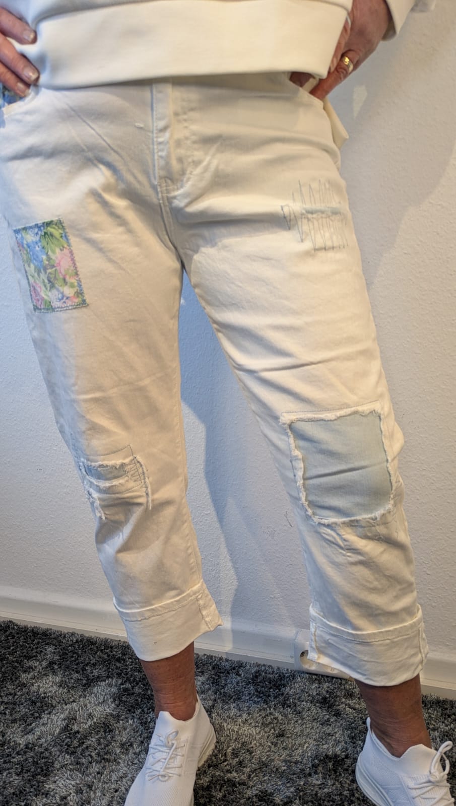Jeans weiß Flower sexy WomanS