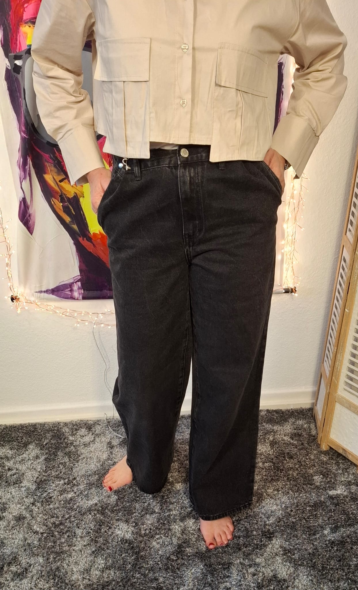 Wideleg Jeans schwarzXS