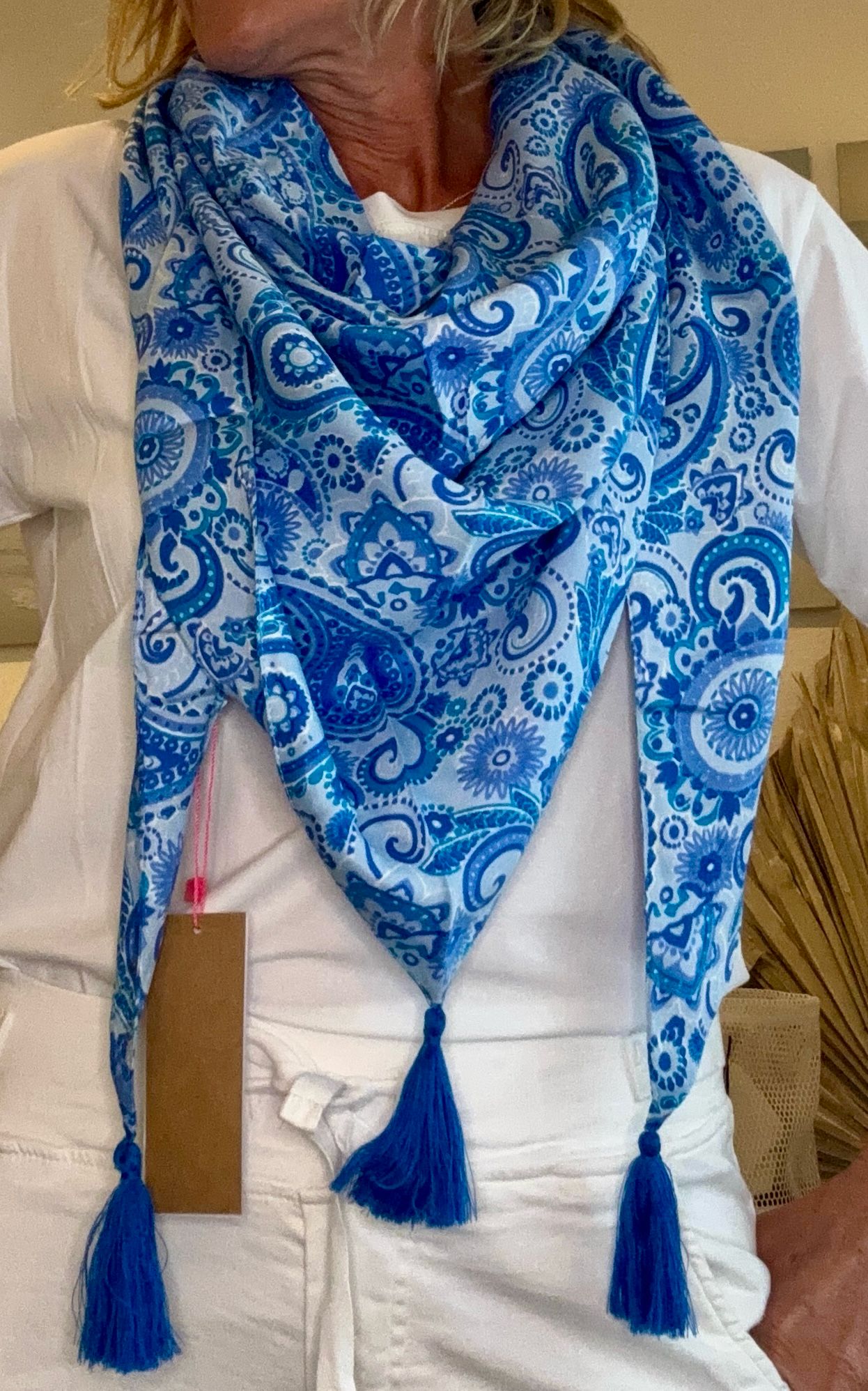 Zwillingsherz Dreieckstuch Paisley blau