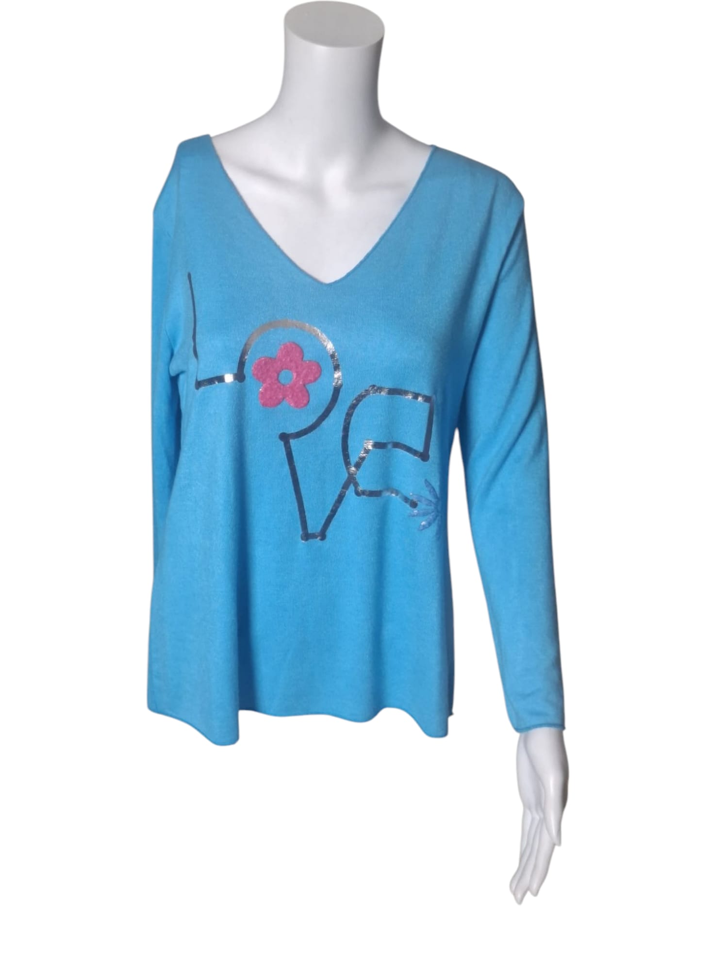 Pulli Love Stahl blau