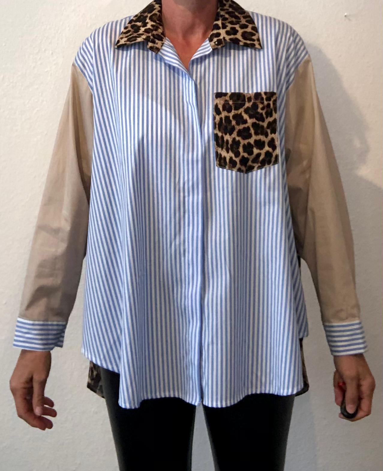 Bluse Xuna mit Leo beige bis Gr. 44