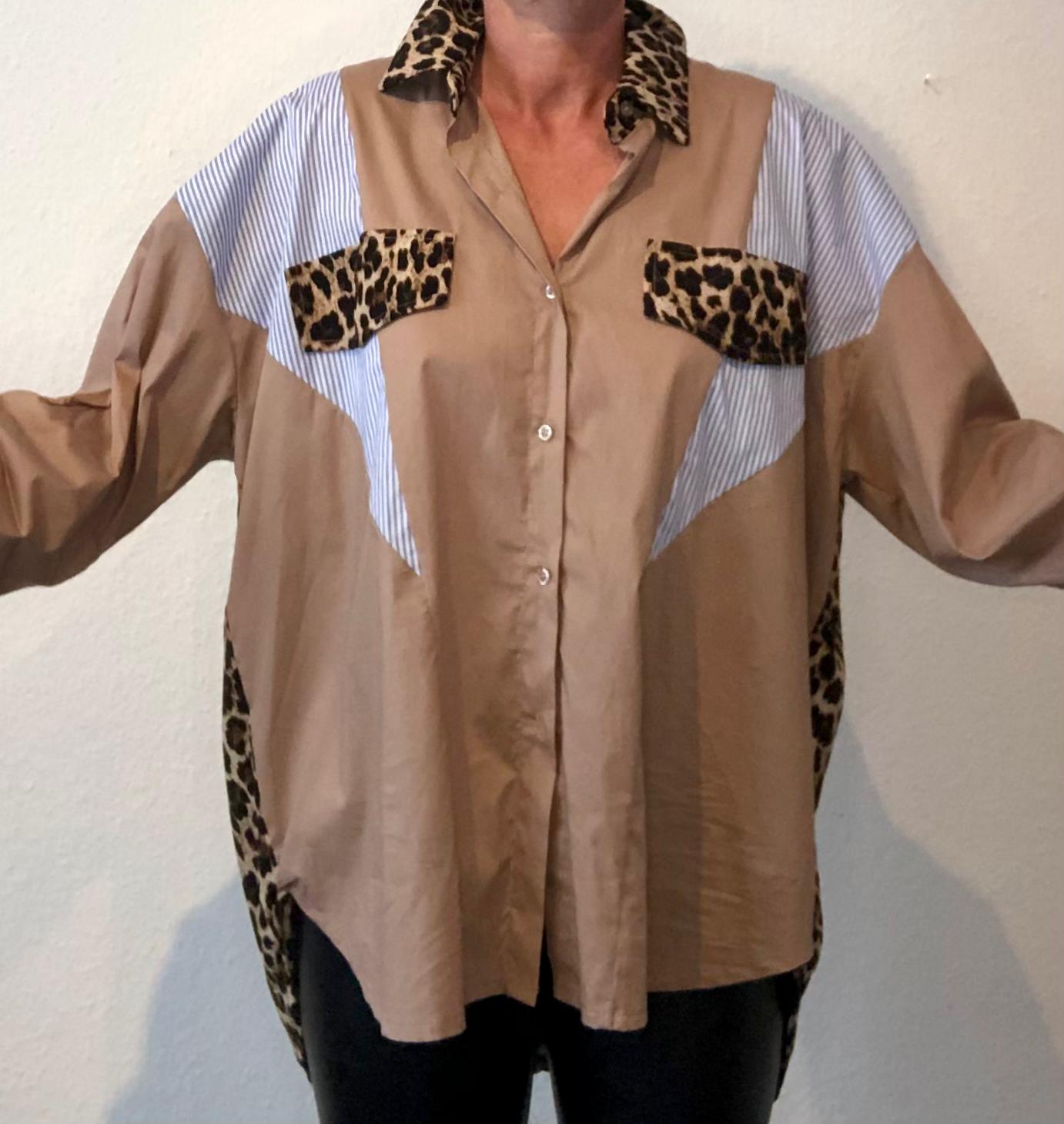 Bluse Xuna Leo beige bis Gr. 44