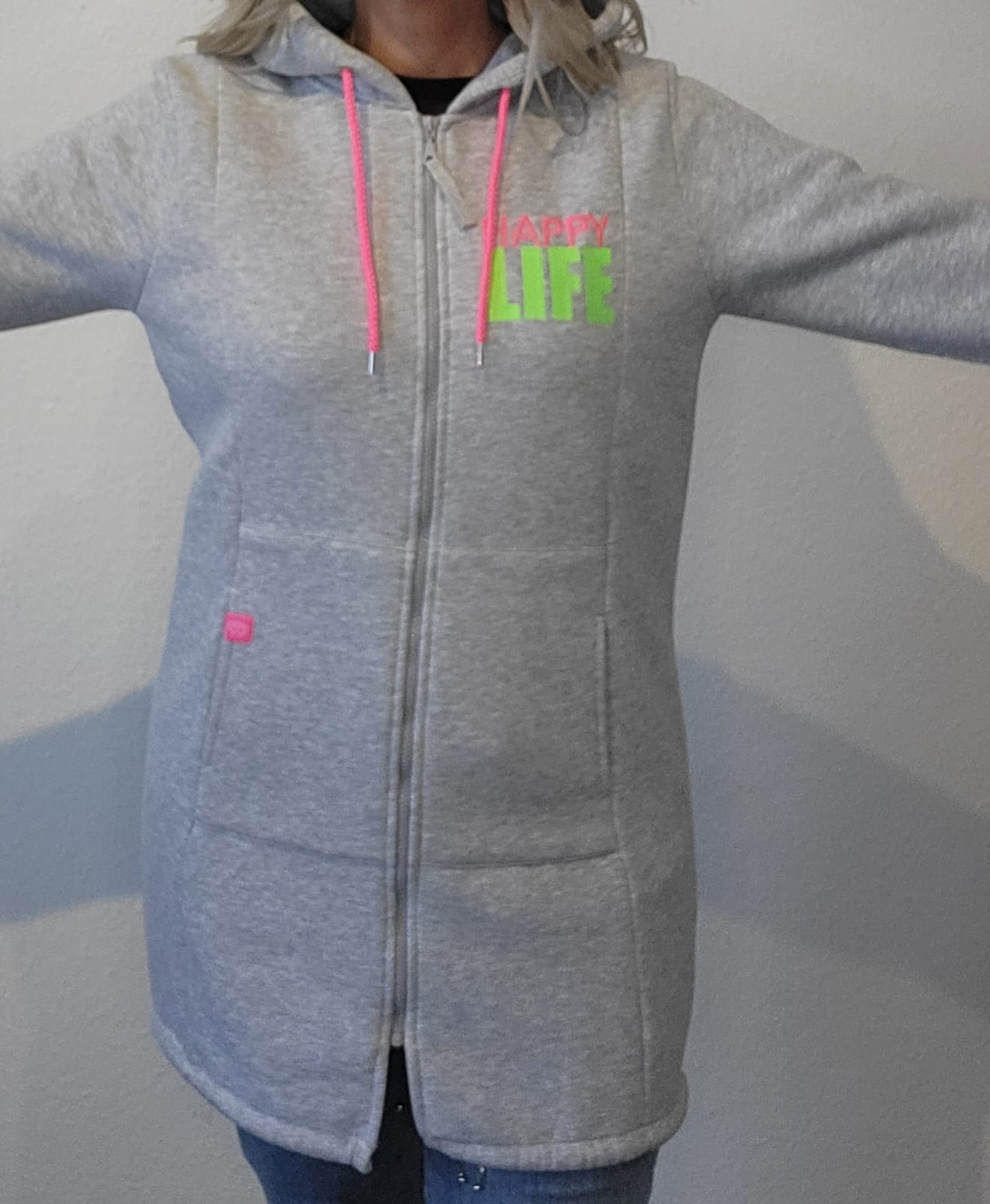 Zwillingsherz Hoodie Sweatmantel graus