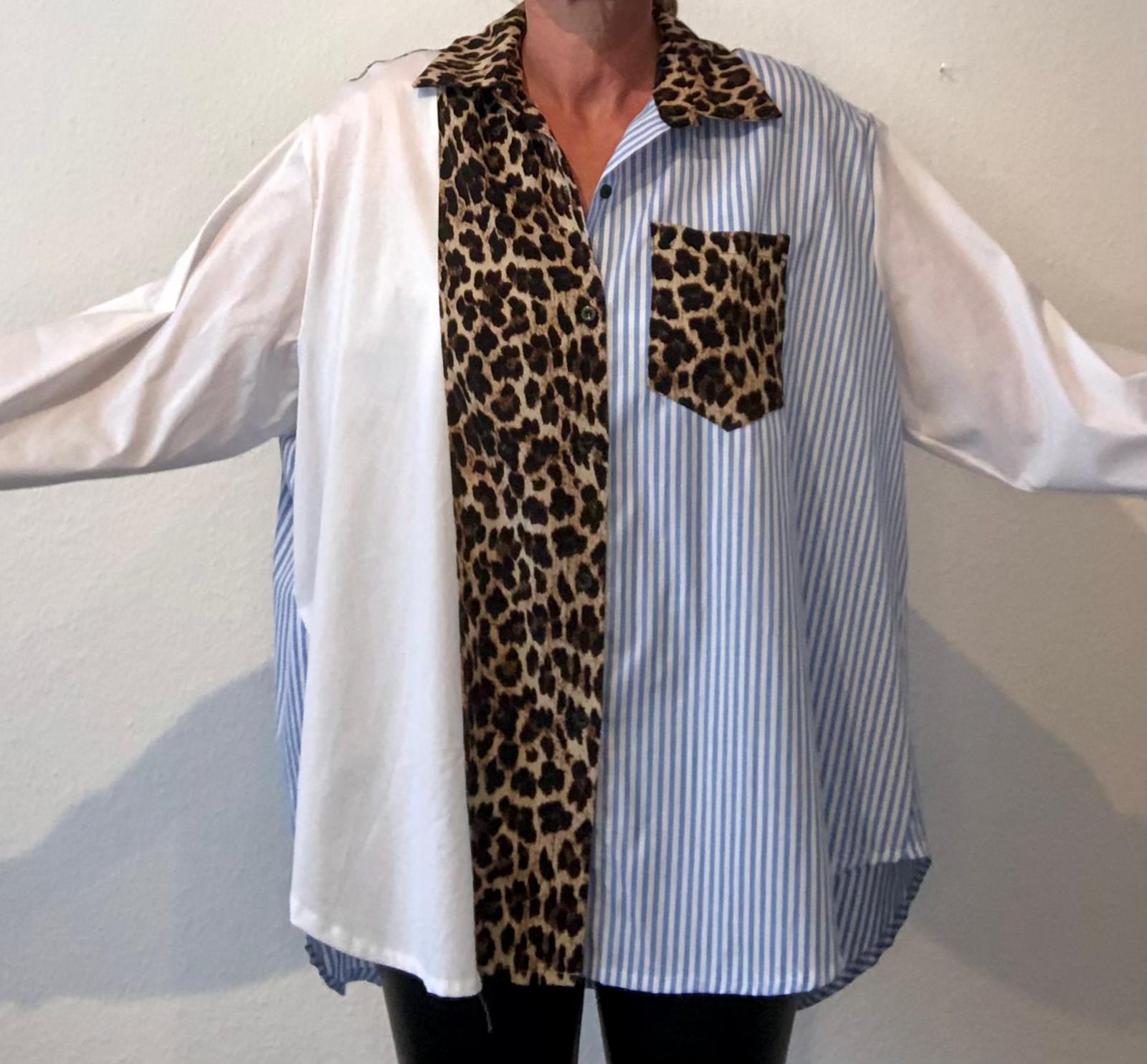 Bluse Xuna mit Leo weiß bis Gr. 46
